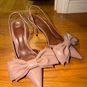 Zara Women's Blush Bow Slingback Heels